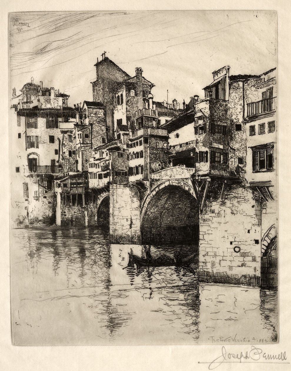 Ponte Vecchio, 1883. tekijältä Joseph Pennell