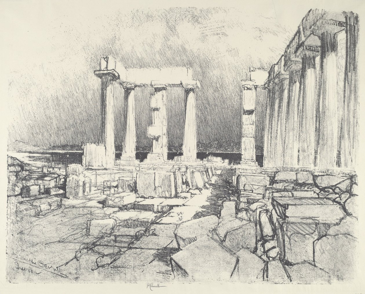 Viinipimeä meri, Sunium, 1913. tekijältä Joseph Pennell