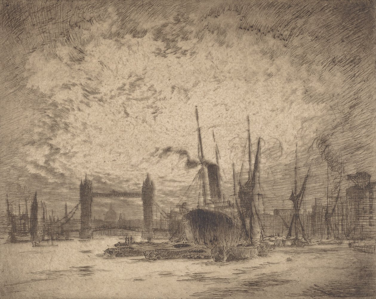 Tower Bridge, Ilta, 1905. tekijältä Joseph Pennell