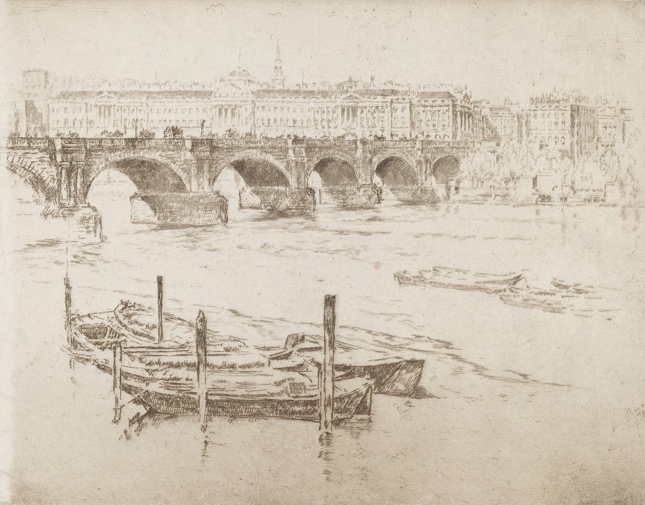 Waterloon silta ja Somerset House, 1905. tekijältä Joseph Pennell