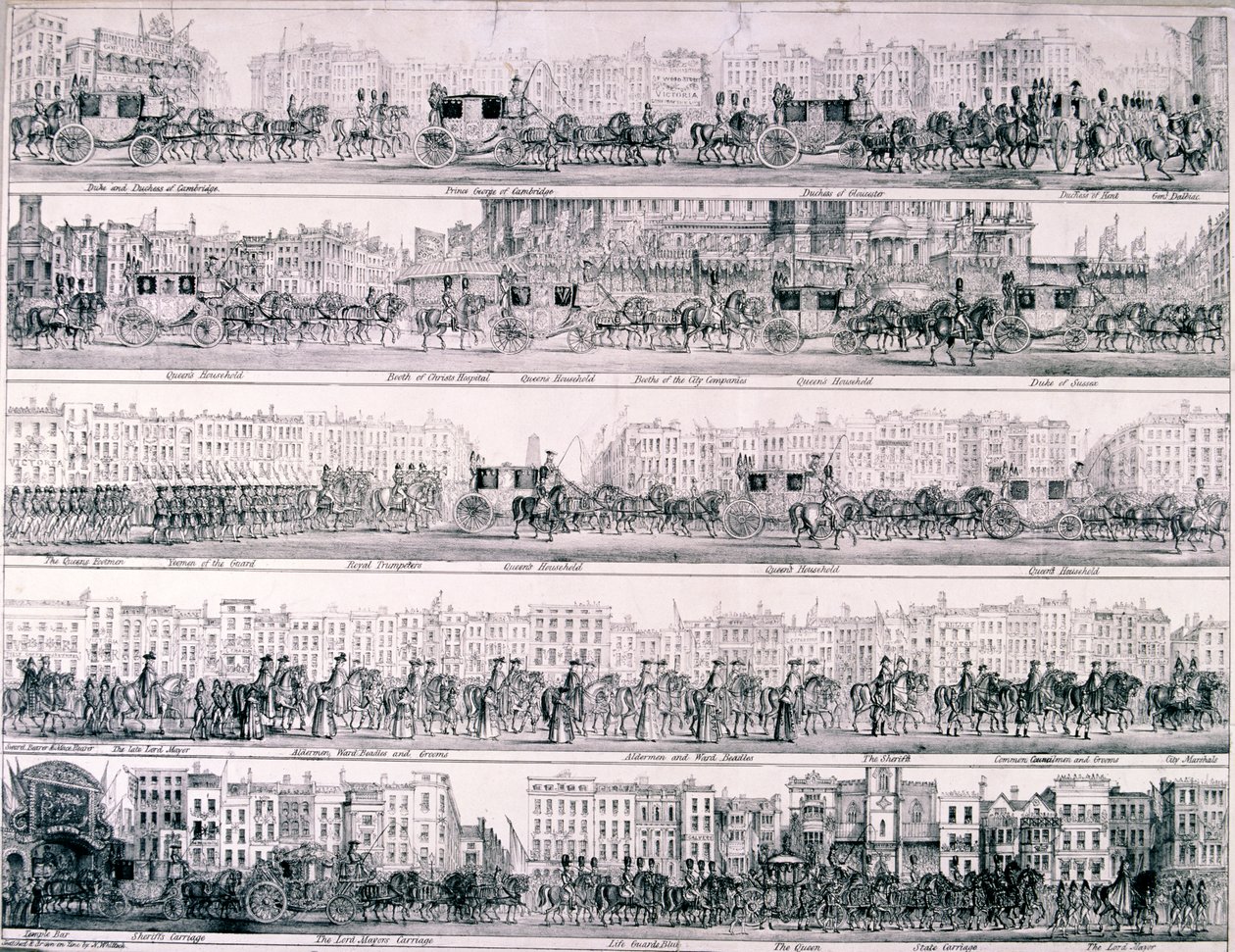 Kuningatar Victorian edistyminen Lontoon läpi, 1837 tekijältä Joseph Robins