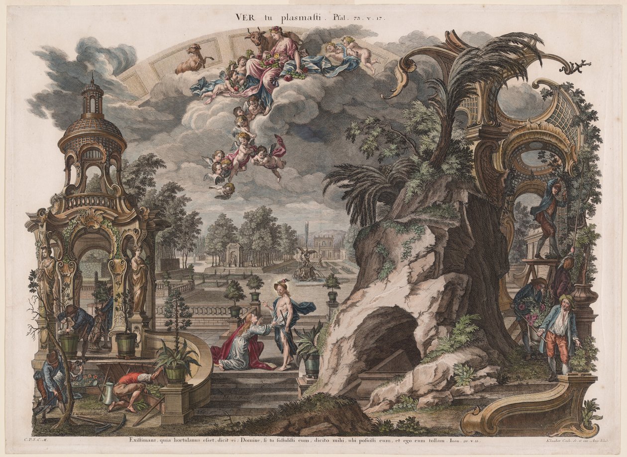 kevät tekijältä Joseph Sebastian Klauber, Johann Baptist Klauber, after Johann Wolfgang Baumgartner
