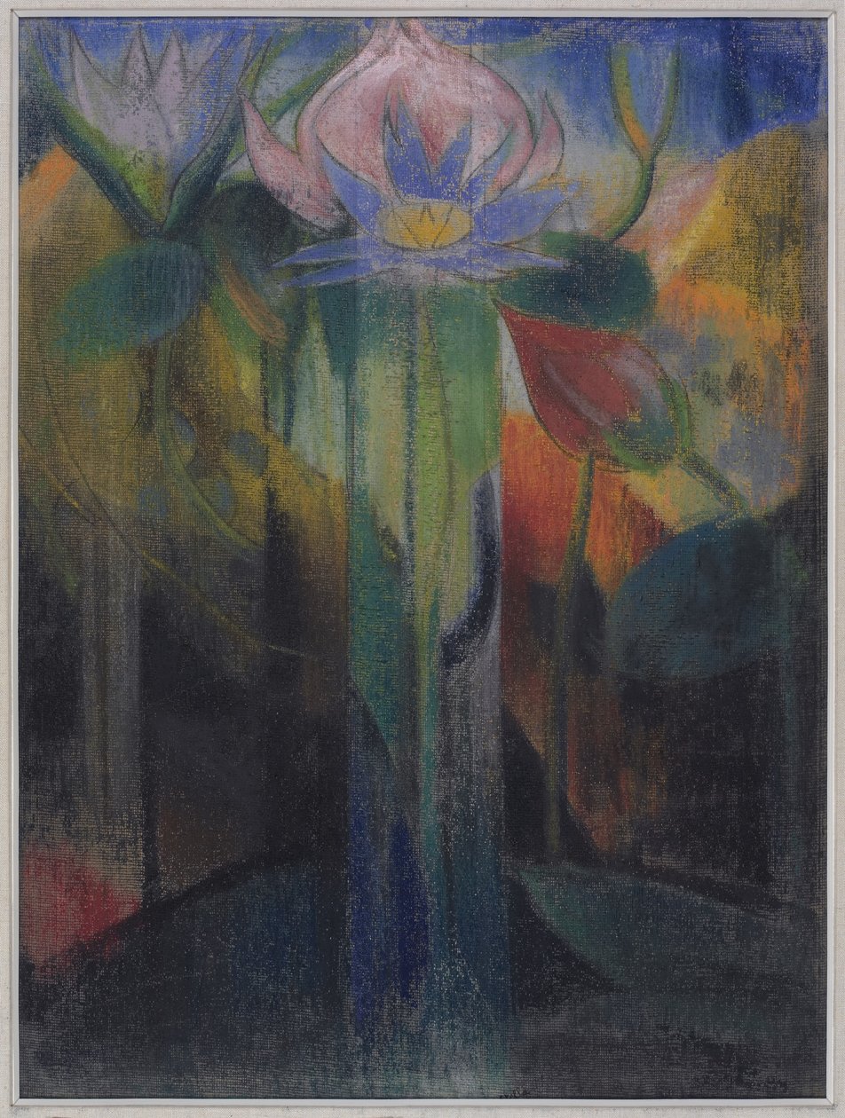 Jungle Foliage, n. 1918-1919 (pastelli sideharsolla päällystetylle paperille) tekijältä Joseph Stella