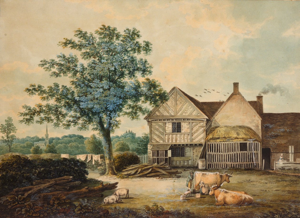 Maatilapiha lähellä Aston Hallia tekijältä Joseph Wright