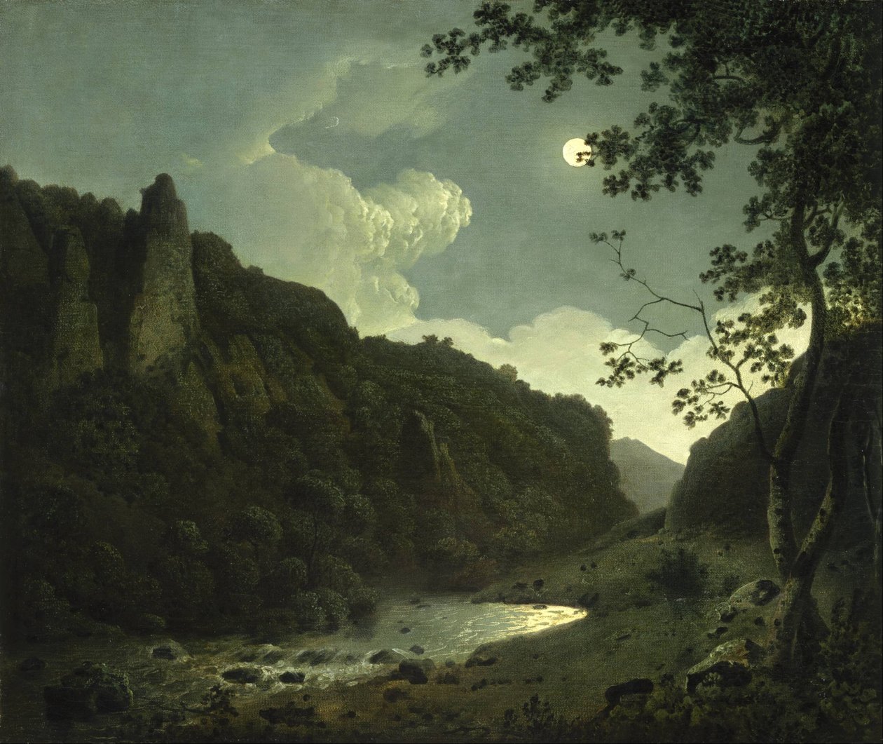 Dovedale kuunvalossa tekijältä Joseph Wright of Derby