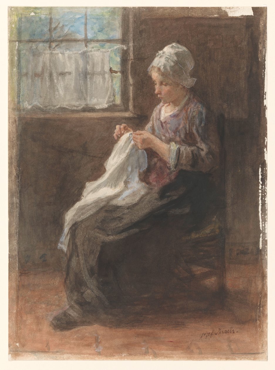 ompelija tekijältä Jozef Israëls (signed by artist)