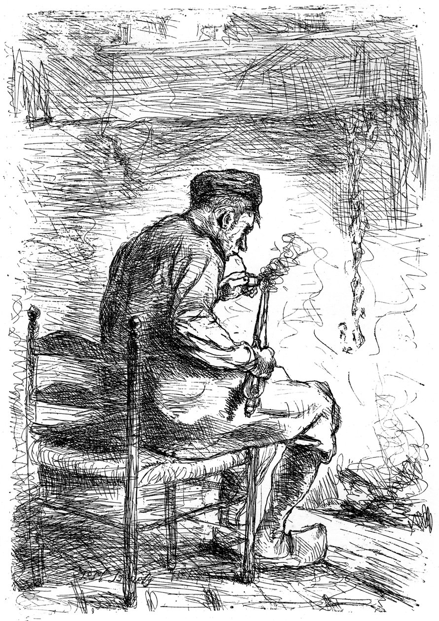 The Smoker, 1880-1882 tekijältä Jozef Israëls