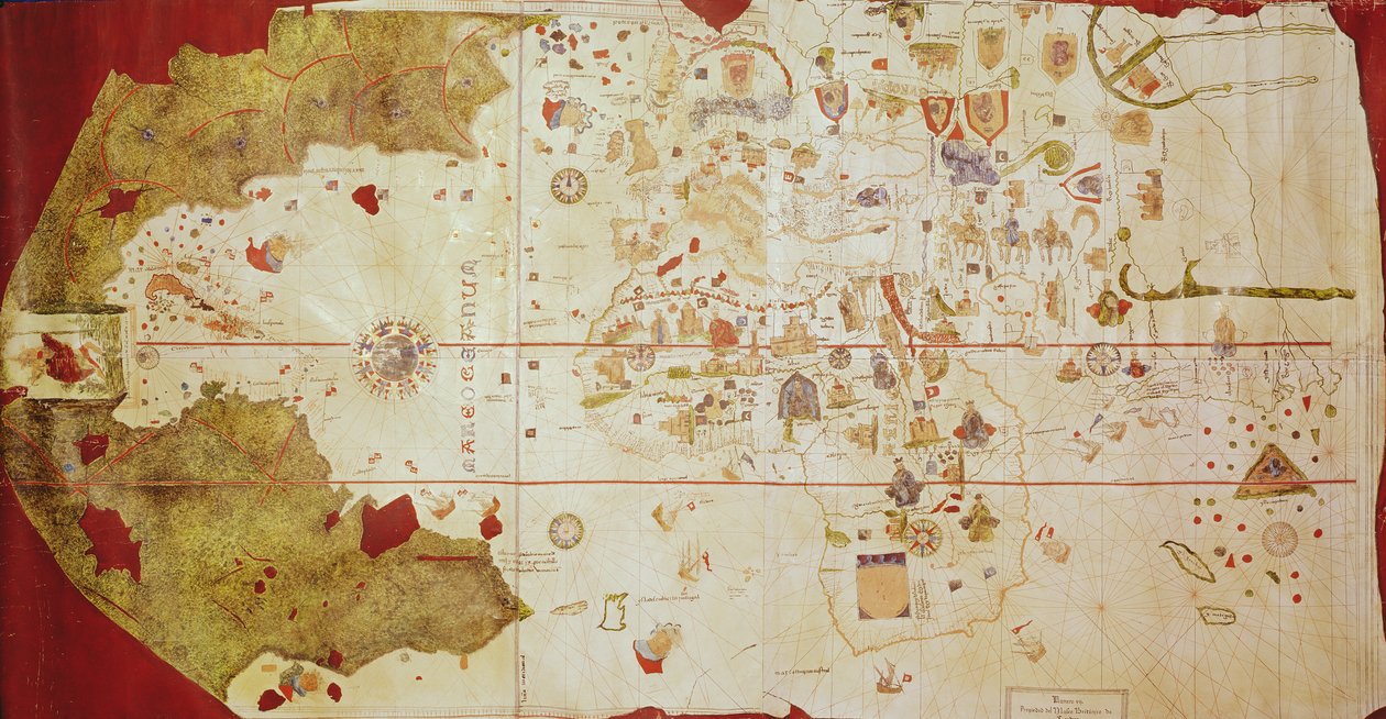 Mappa Mundi, 1502 (guassi ja kynä ja muste paperille) tekijältä Juan de la Cosa