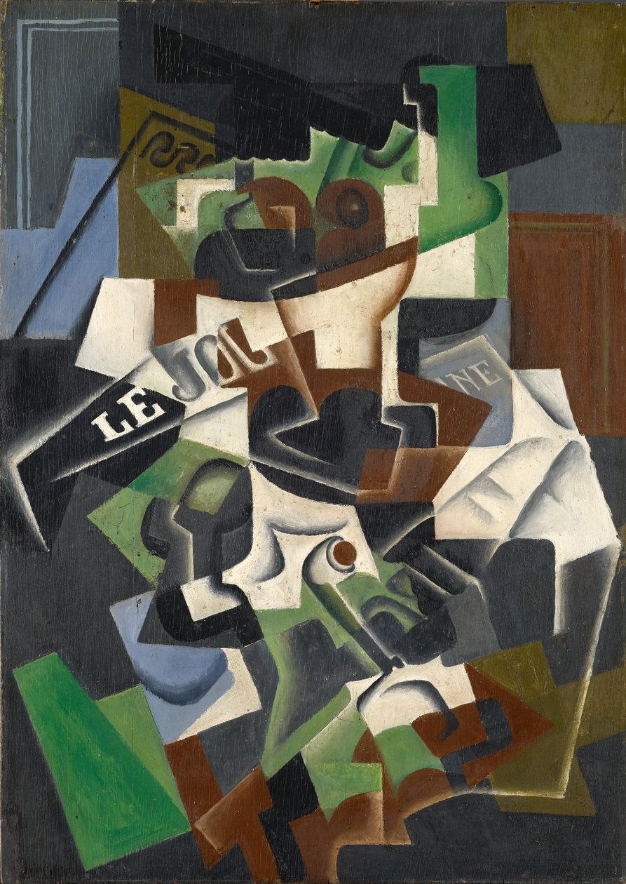 Hedelmäkulho, piippu ja lehti tekijältä Juan Gris