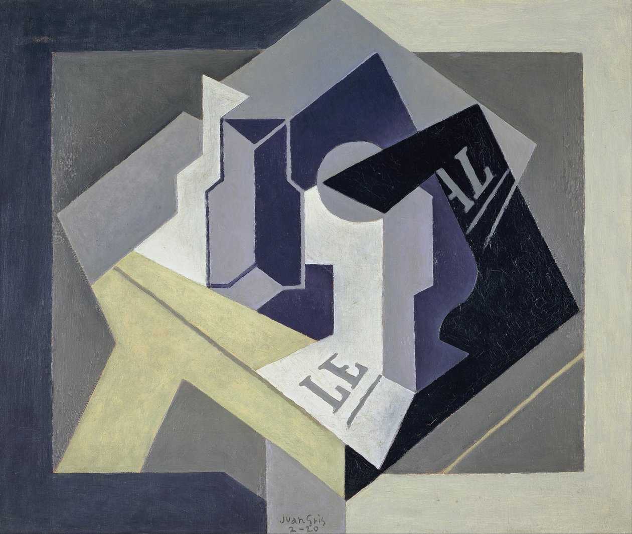 Hedelmäkulho ja sanomalehti tekijältä Juan Gris