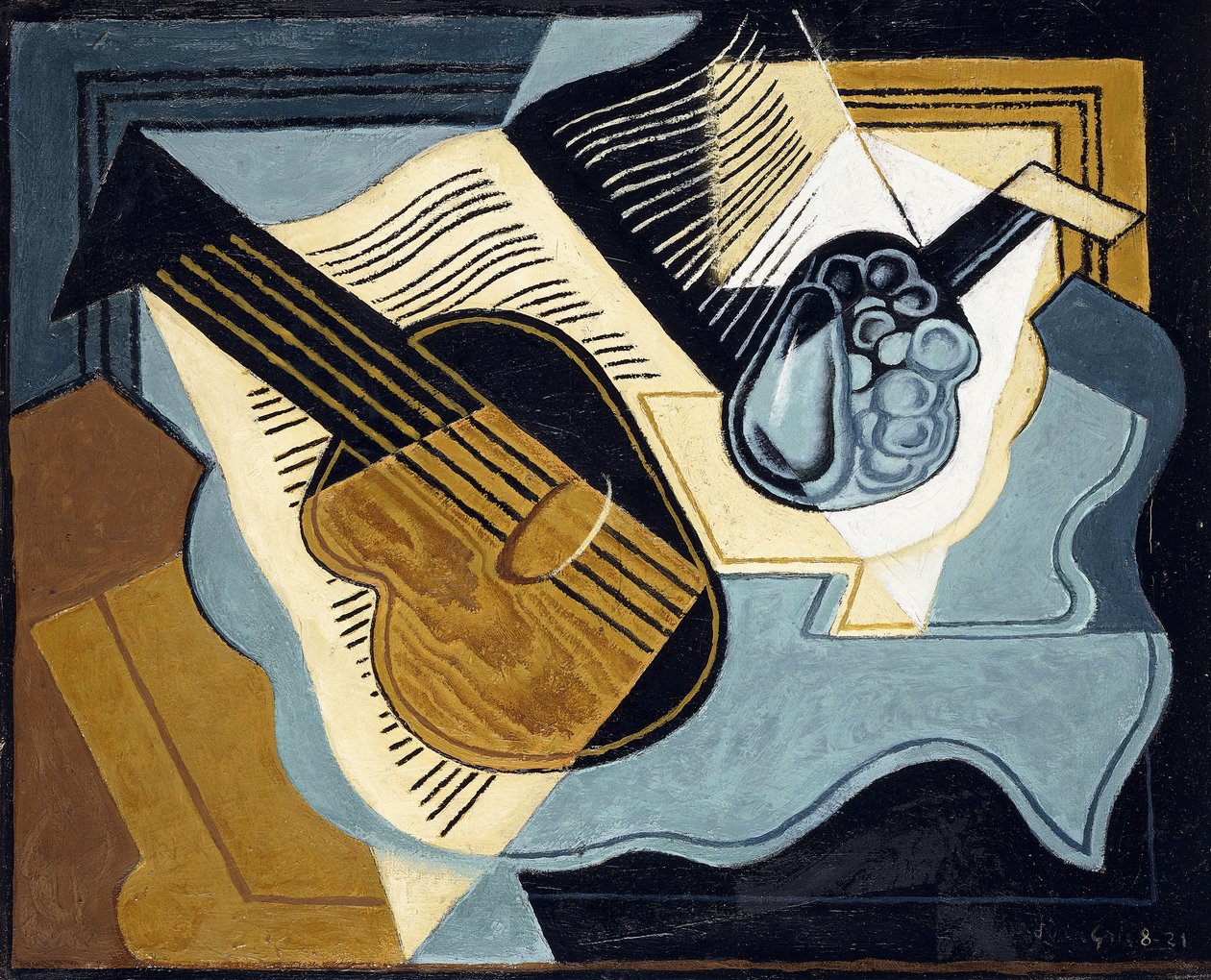 Kitara ja hedelmäkulho, 1921 tekijältä Juan Gris