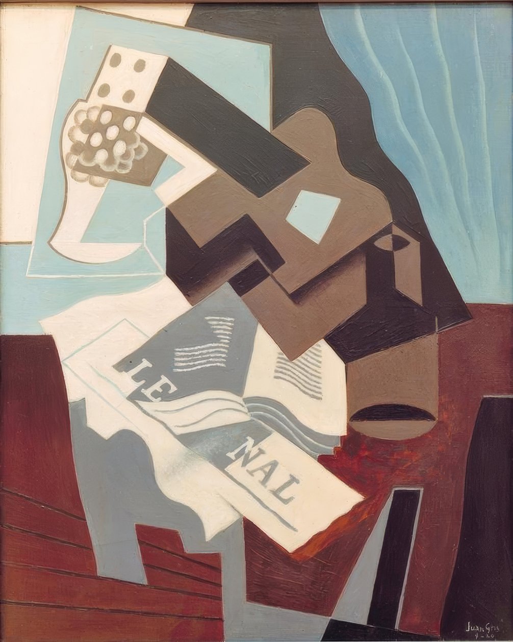 Kitaraa, kirjaa ja sanomalehteä tekijältä Juan Gris