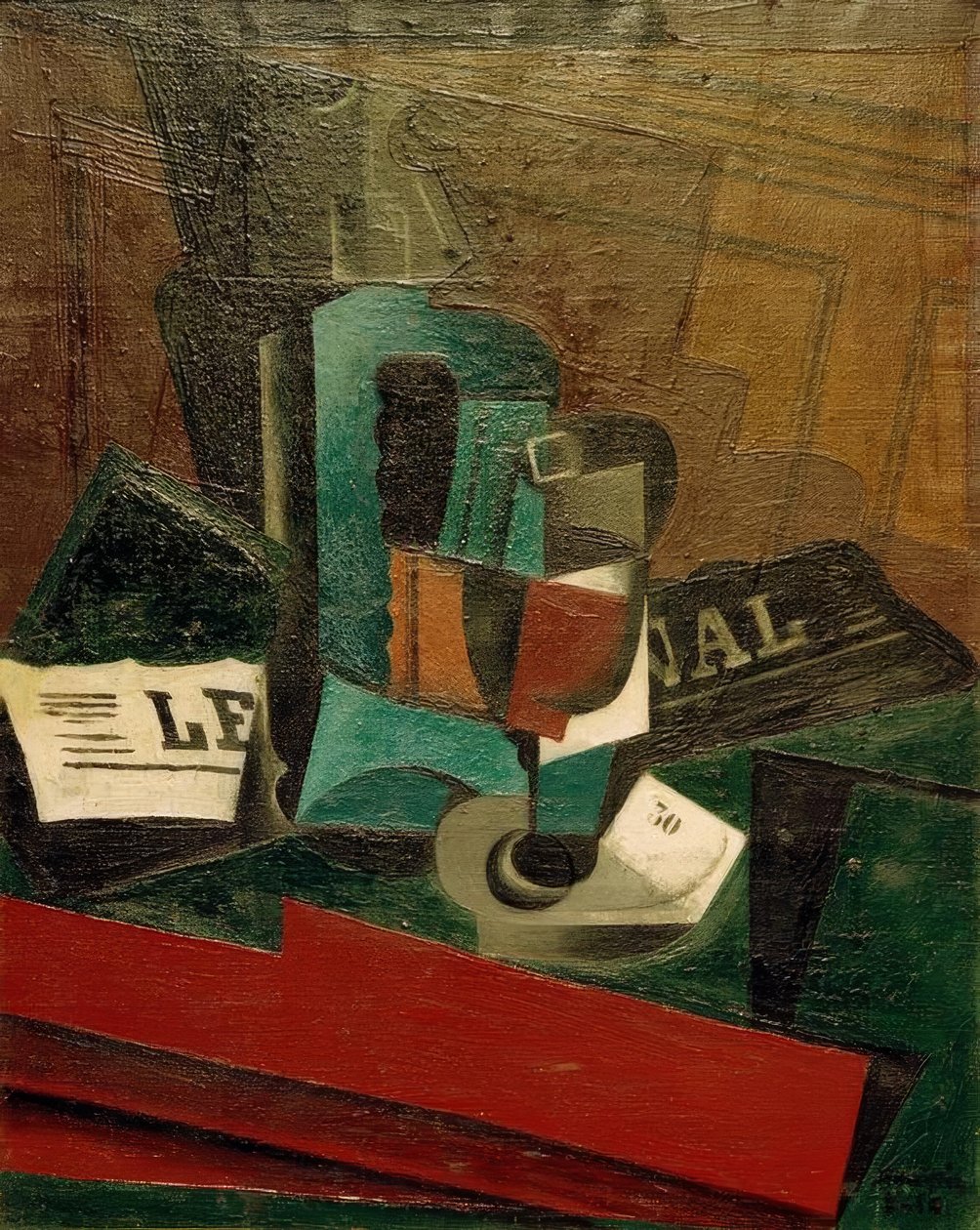 Sifoni, lasi ja sanomalehti tekijältä Juan Gris