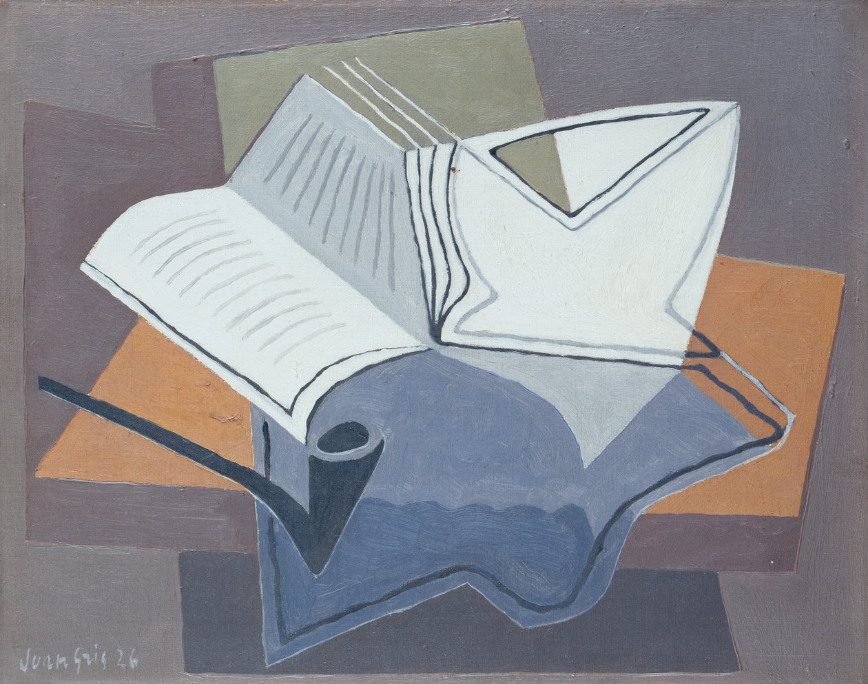 Piippu ja avoin kirja tekijältä Juan Gris