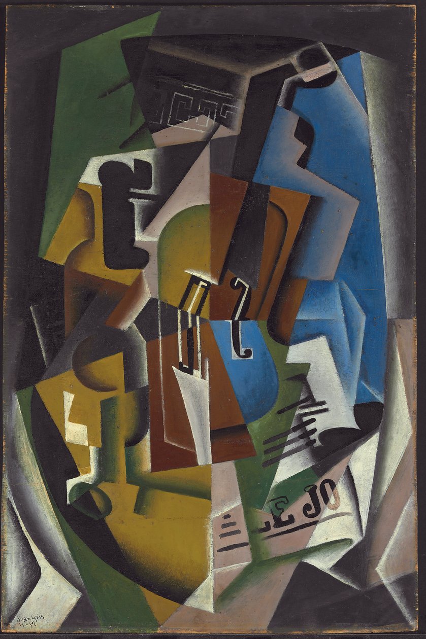 Viulu ja sanomalehti; Violon et Journal, 1917 tekijältä Juan Gris