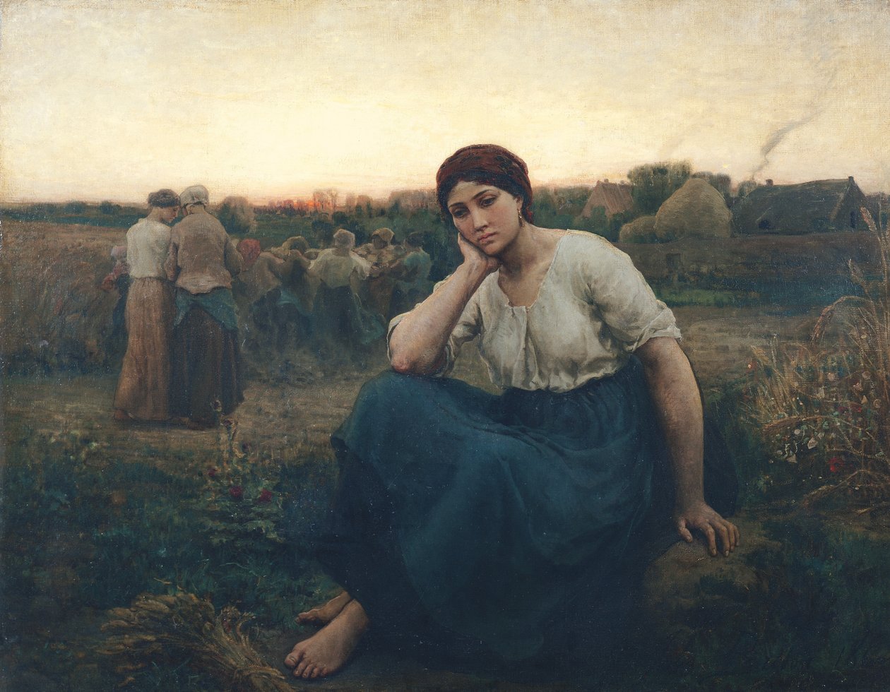 Ilta, 1860 tekijältä Jules Breton