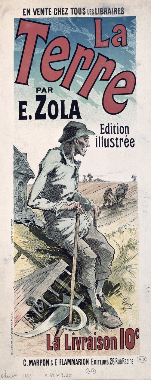 Emile Zolan "La Terre" -juliste, 1889 tekijältä Jules Cheret