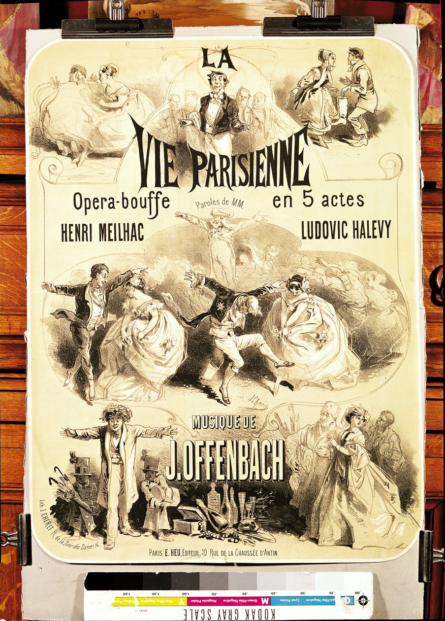 Julistemainos "La Vie Parisienne", Jacques Offenbachin (1819-90) operetti 1886 tekijältä Jules Cheret