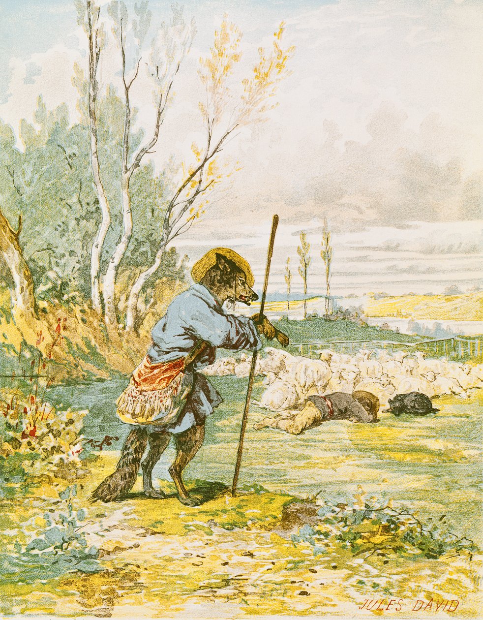 Susi paimenena, Jean de La Fontainen (1621-95) "Saduista". tekijältä Jules David