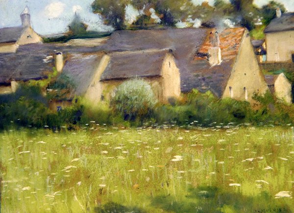 Plein-Air Maisema (pastelli paperille) tekijältä Jules Alexis Muenier