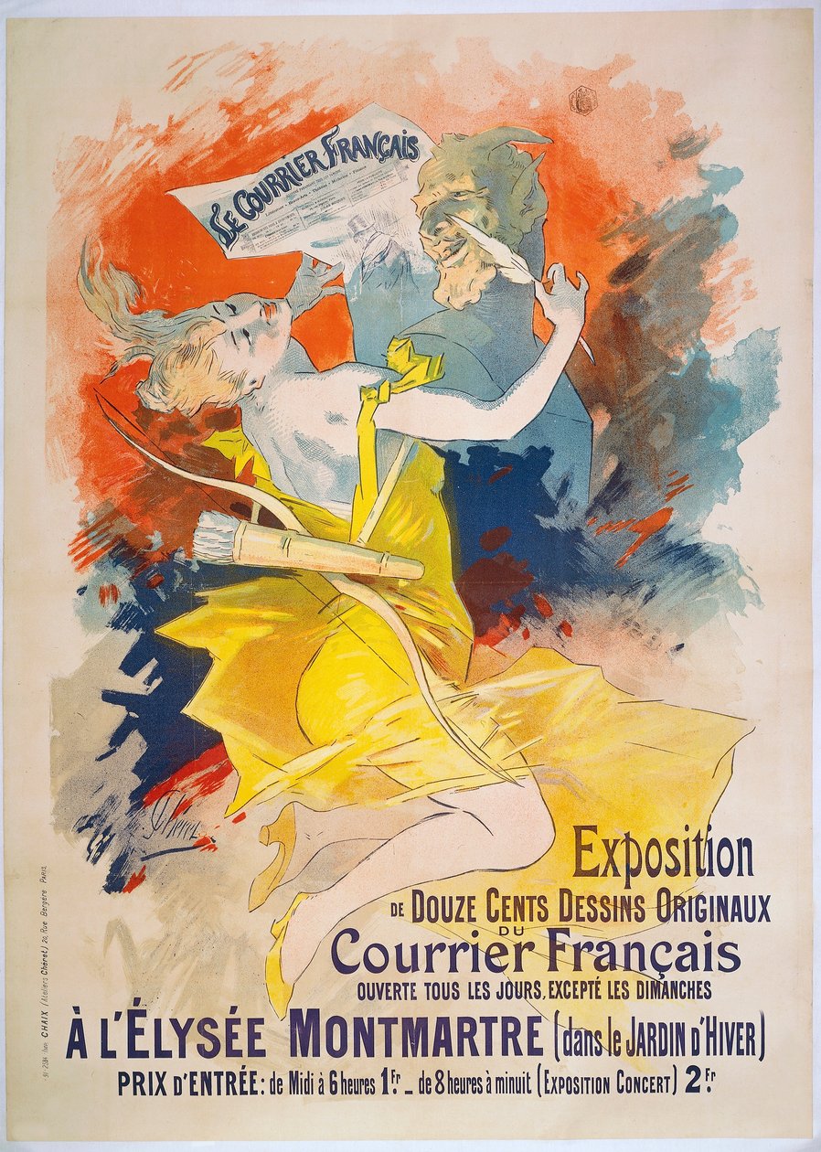Exhibition Le Courrier Francais, n.1895 (juliste) tekijältä Jules Cheret