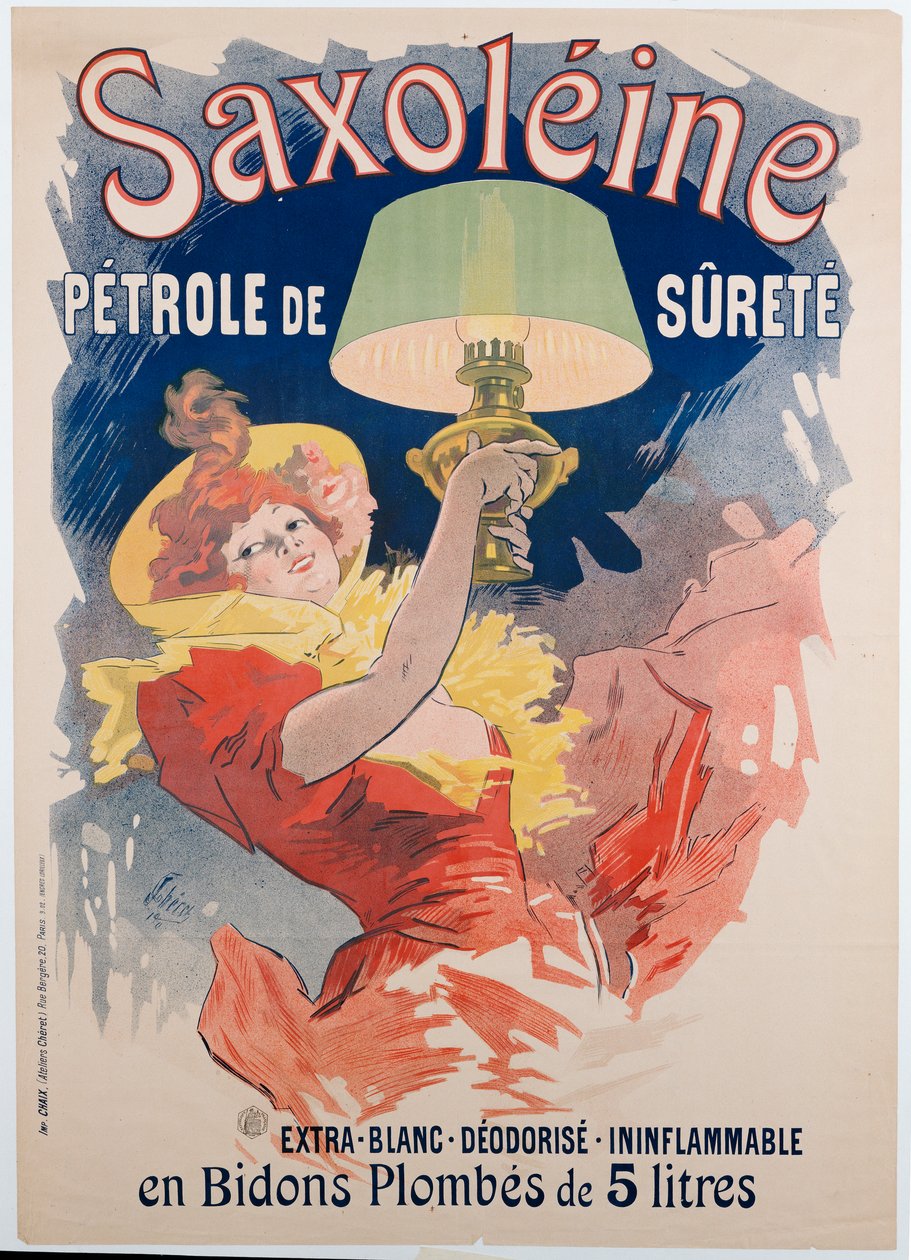 Mainosjuliste "Saxoleine", turvalamppuöljy, 1901 tekijältä Jules Cheret