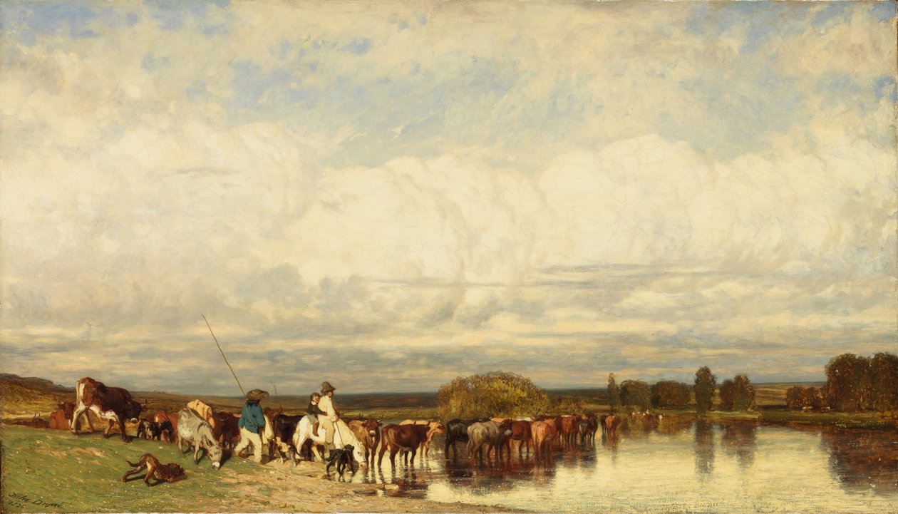 Lehmät ylittävät Fordin, 1836. tekijältä Jules Dupré