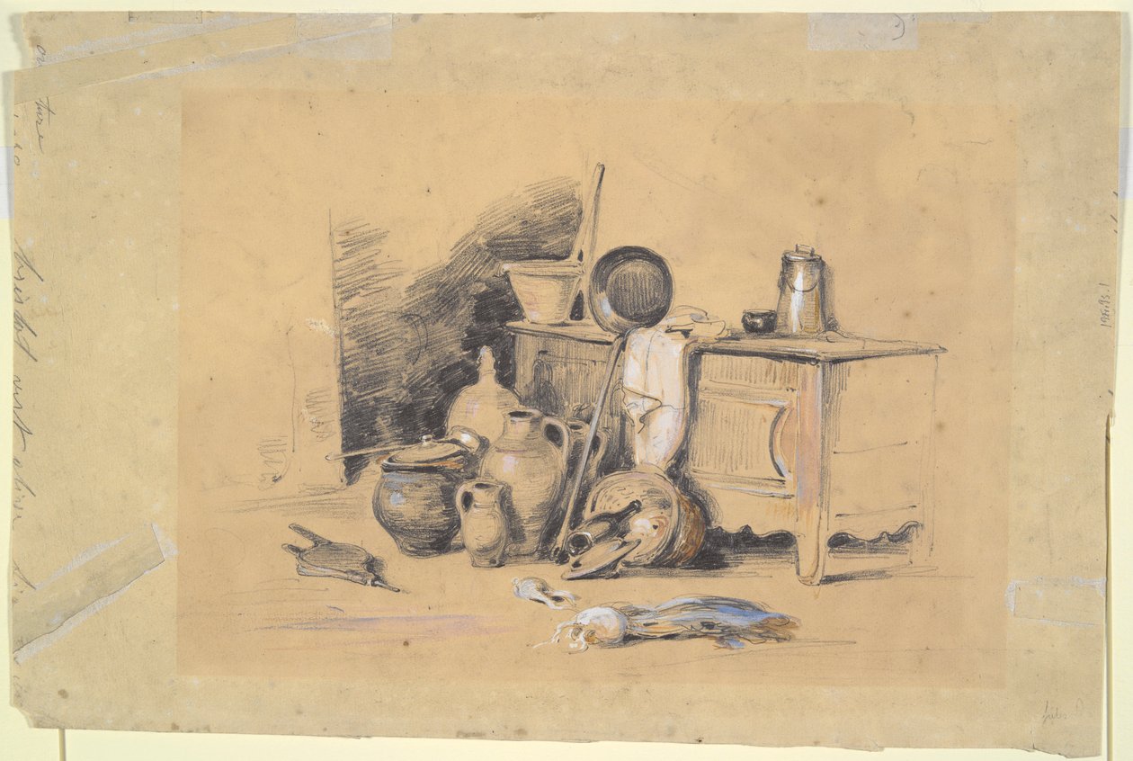 Maisema (recto); Asetelma (käänteinen) tekijältä Jules Dupré
