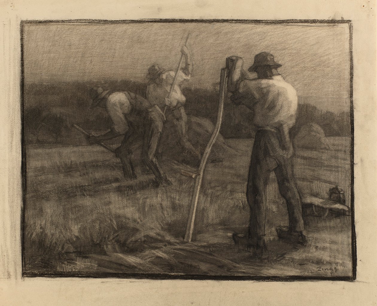 Sadonkorjuu kohtaus tekijältä Jules Emile Zingg