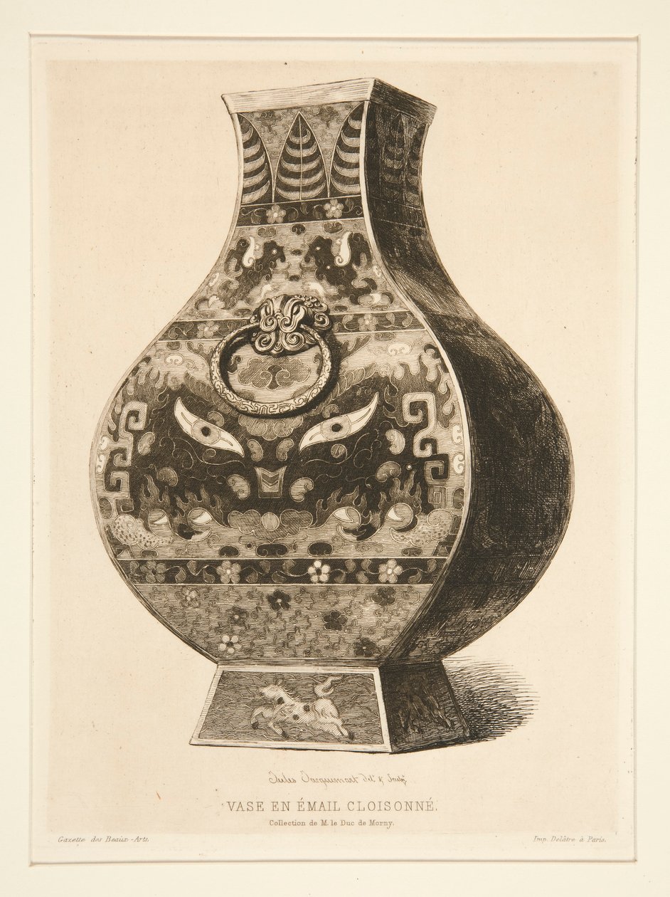 Cloisonne emalimaljakko tekijältä Jules Ferdinand Jacquemart