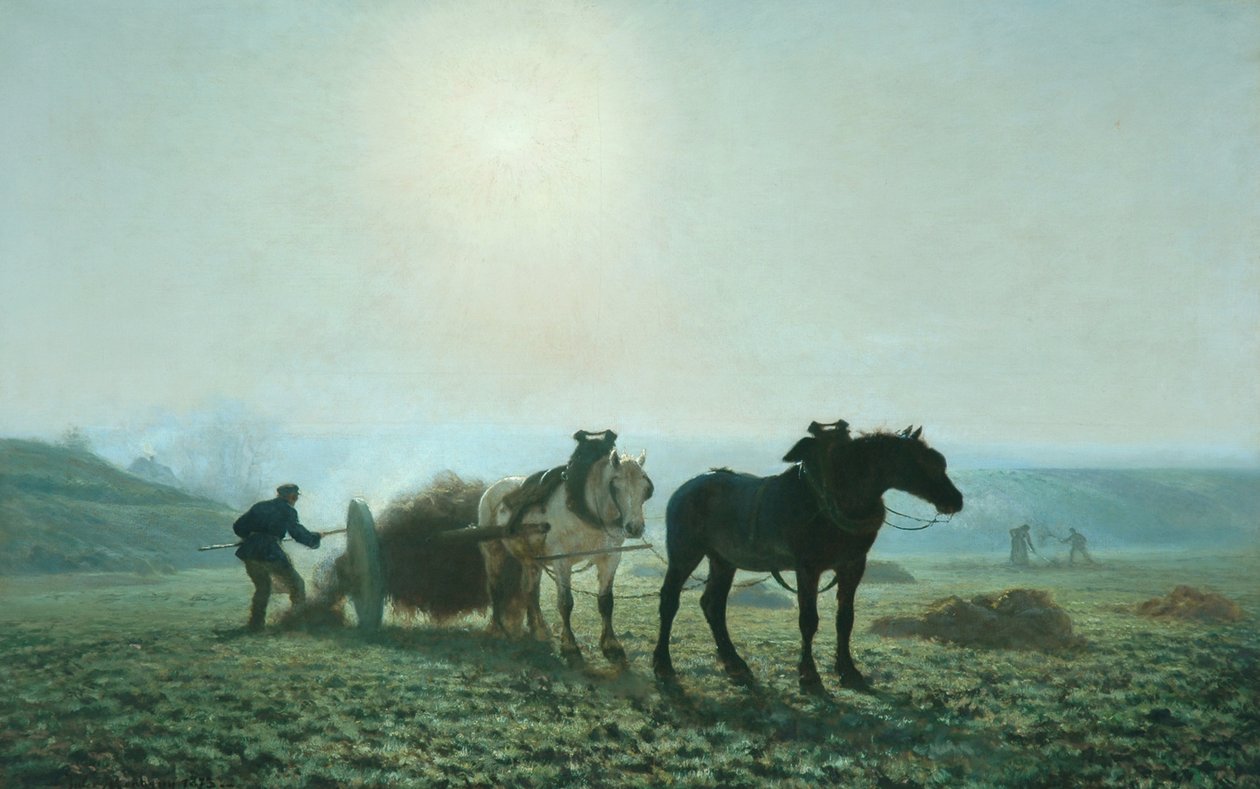 Hevoset pellolla, 1873 tekijältä Jules Leon Montigny