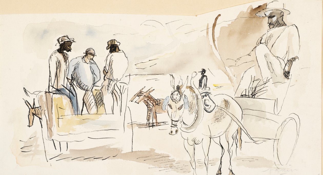 Musta ja kaksi kärryä tekijältä Jules Pascin