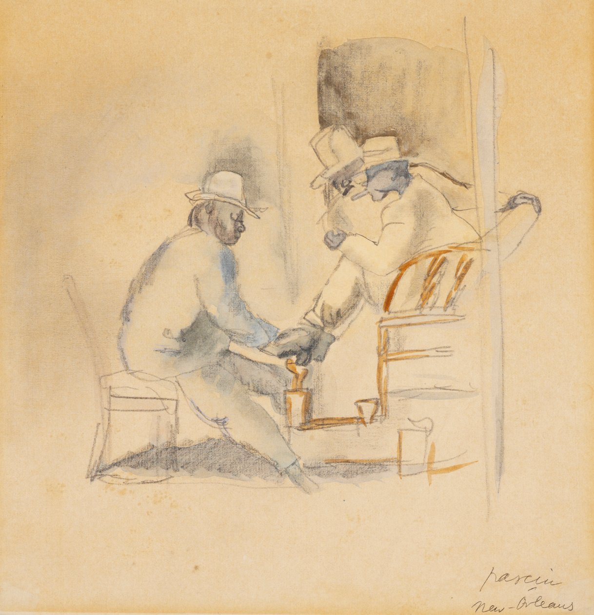 New Orleans Shoeshine (wc paperilla) tekijältä Jules Pascin