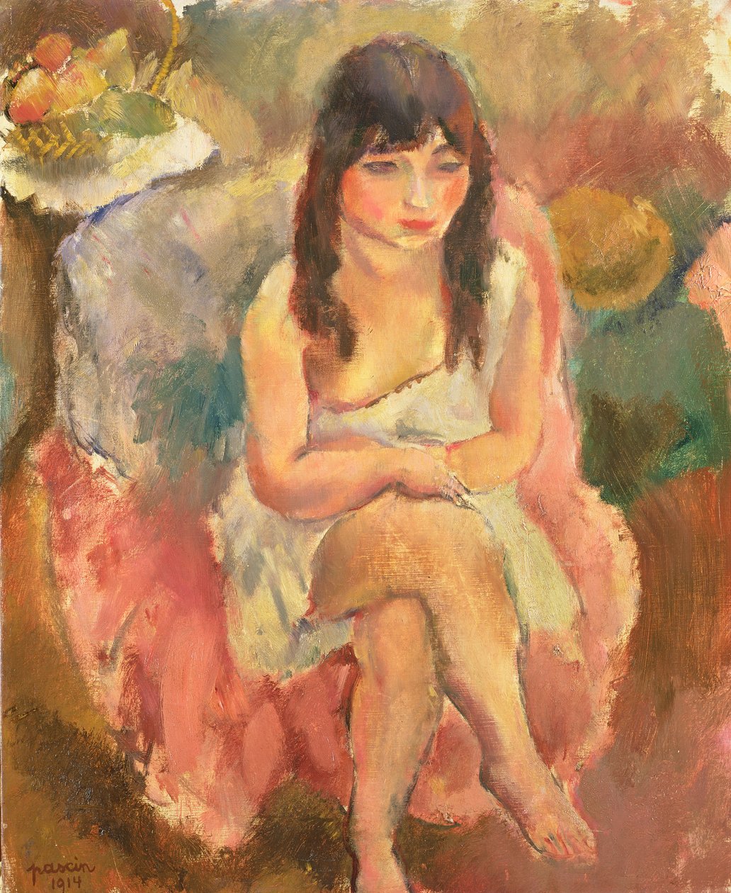 Istuva hahmo, 1914 tekijältä Jules Pascin