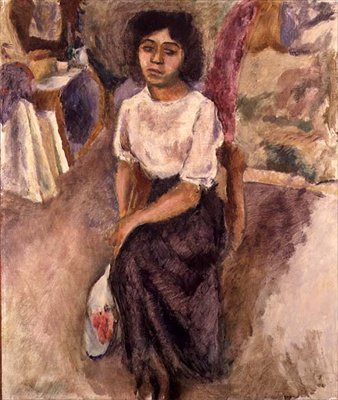 Istuva nainen, n. 1915 (öljy kankaalle) tekijältä Jules Pascin