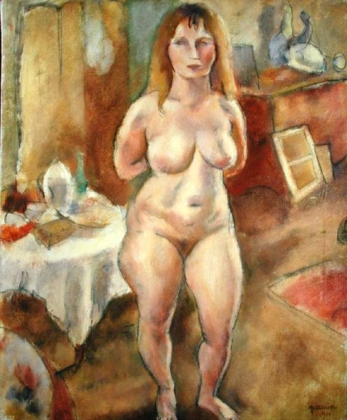 Seisoo alasti huoneessa tekijältä Jules Pascin