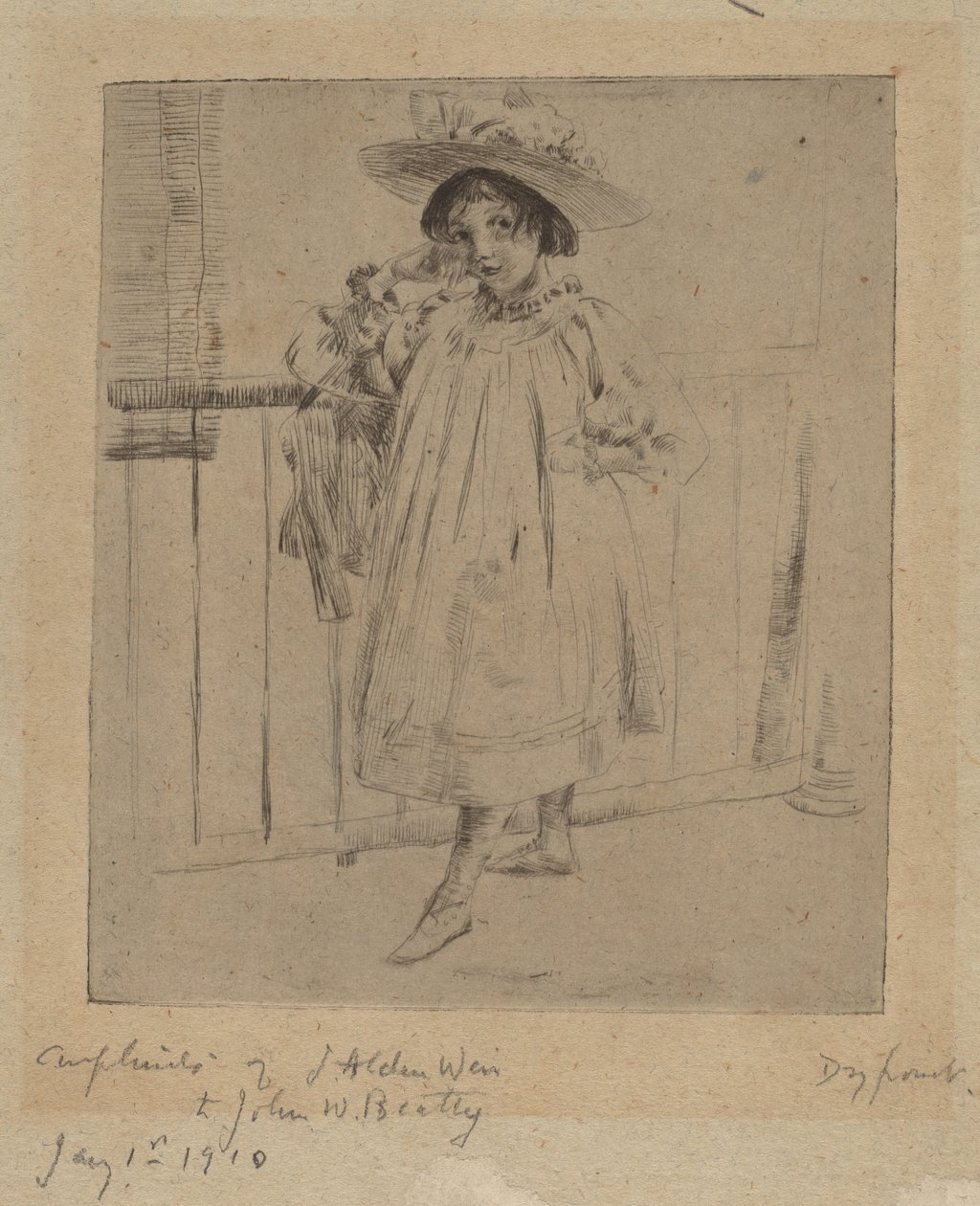 Nuori tyttö suurella hatulla, 1893. tekijältä Julian Alden Weir