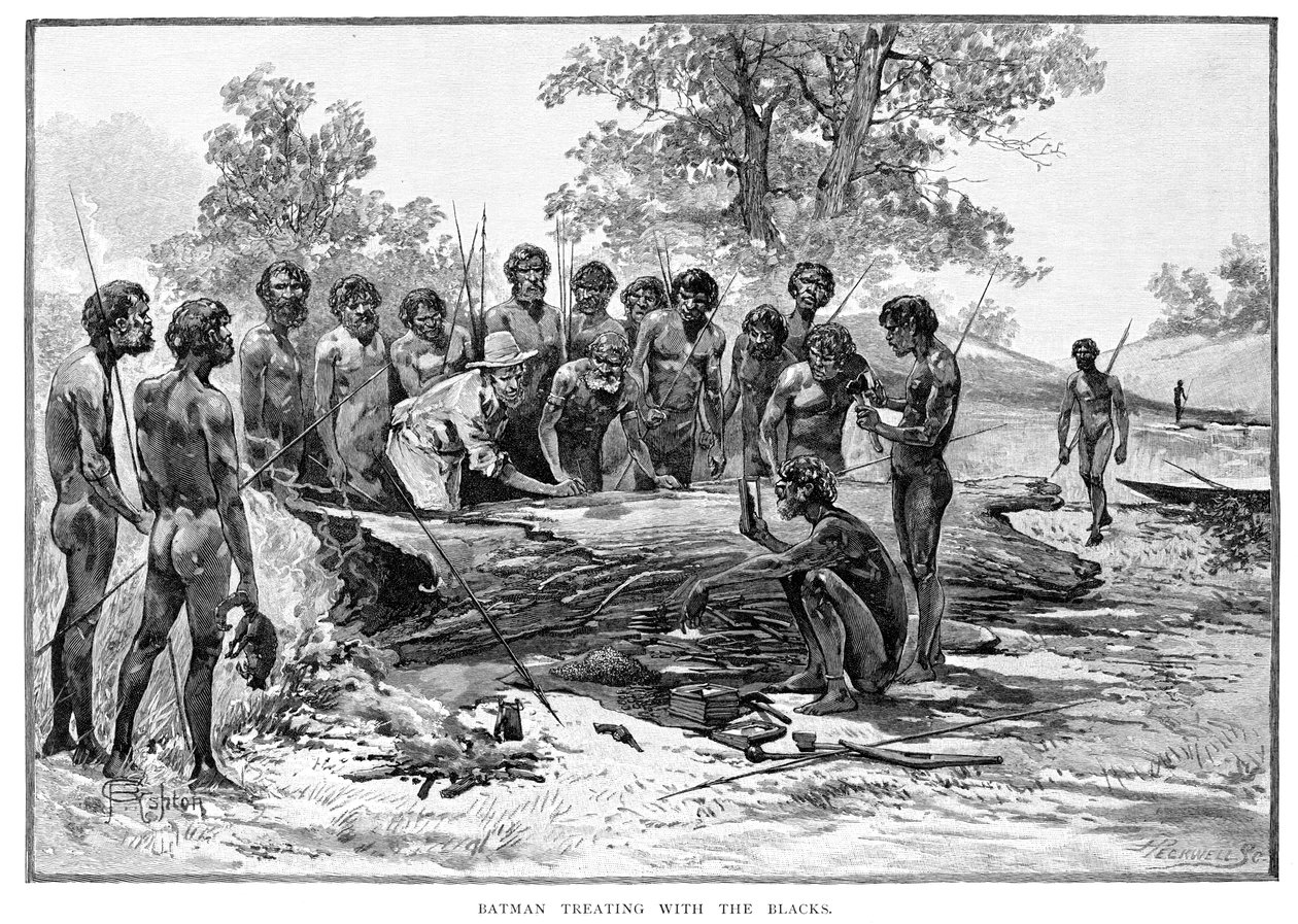 Batman Treating with the Blacks, 1835, 1886. tekijältä Julian Ashton