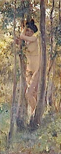 Jeune femme nue dans un sous-bois tekijältä Julius Leblanc Stewart