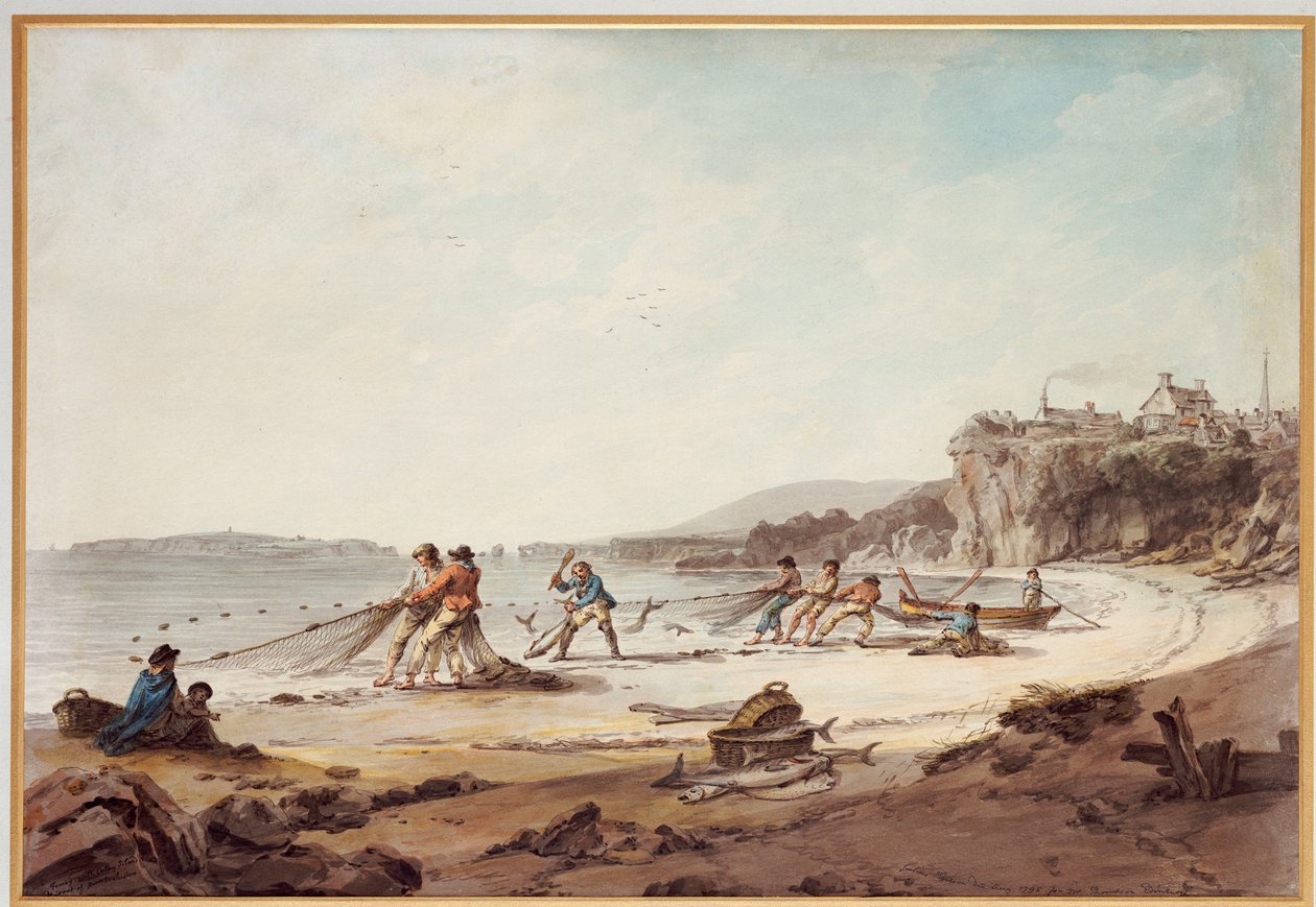 Piirretty verkko Tenbyssä, 1795 tekijältä Julius Caesar Ibbetson