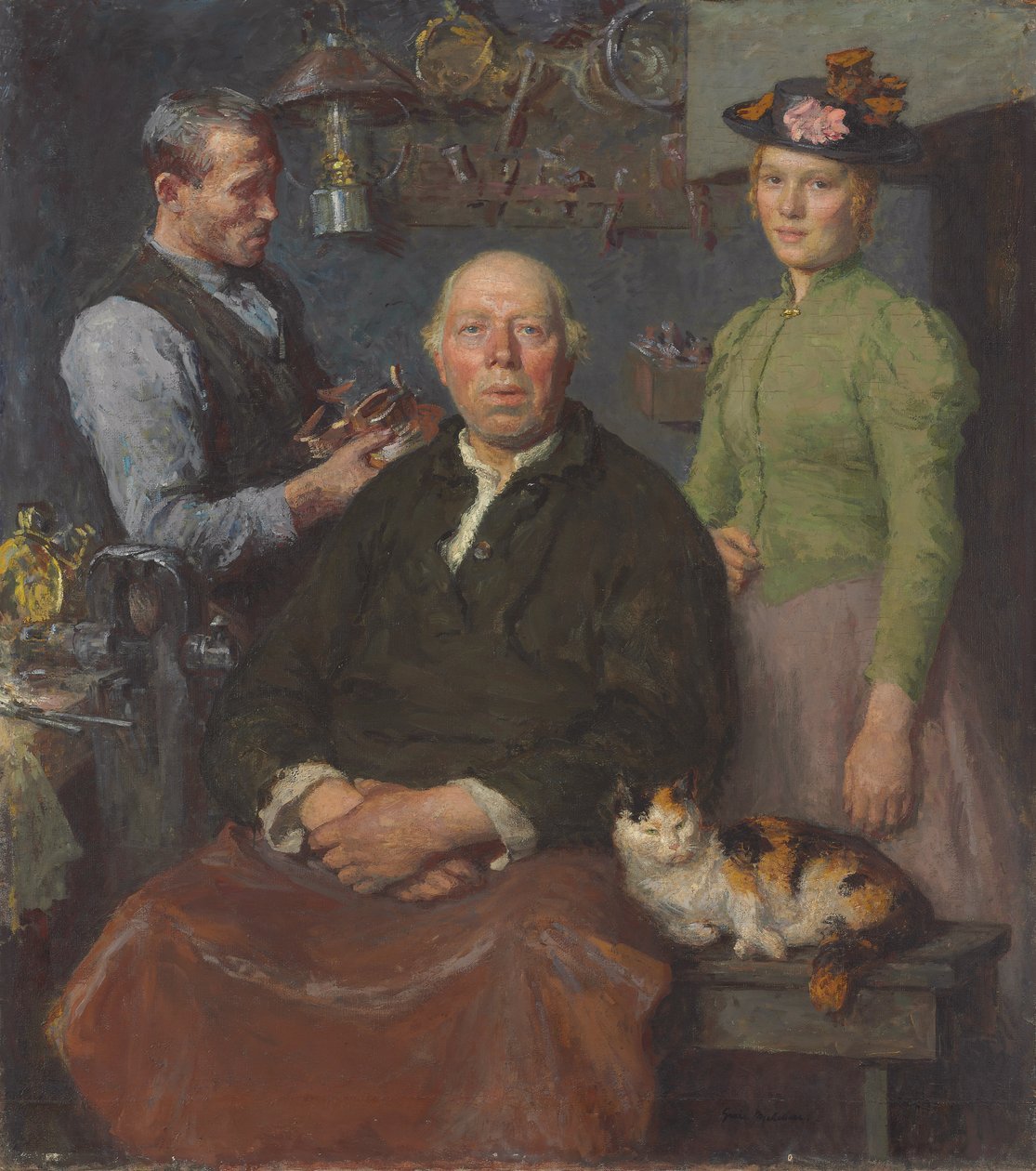 The Smithy, n. 1910 (öljy kankaalle) tekijältä Julius Gari Melchers