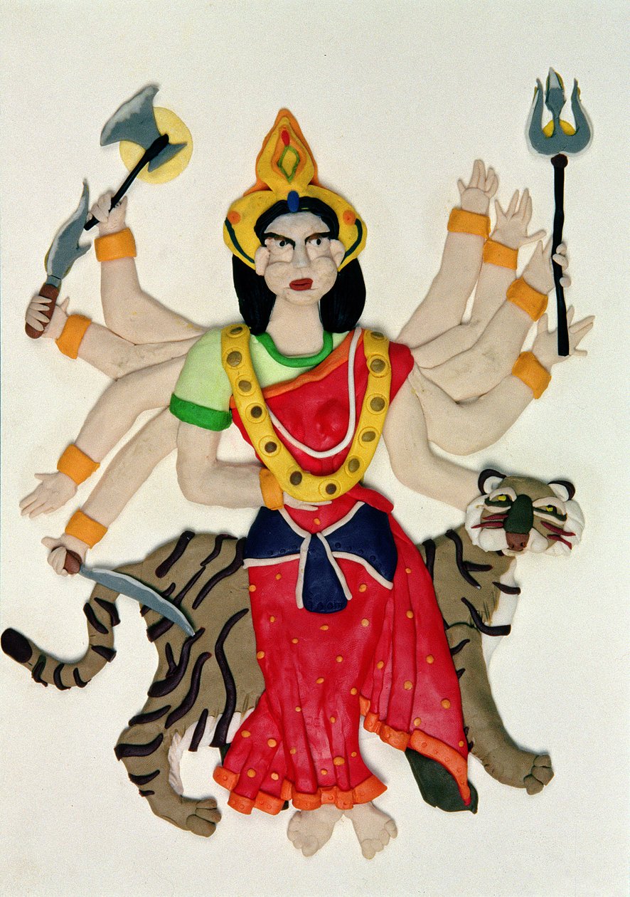 Durga (öljy ja savi paperille) tekijältä Jung Sook Nam