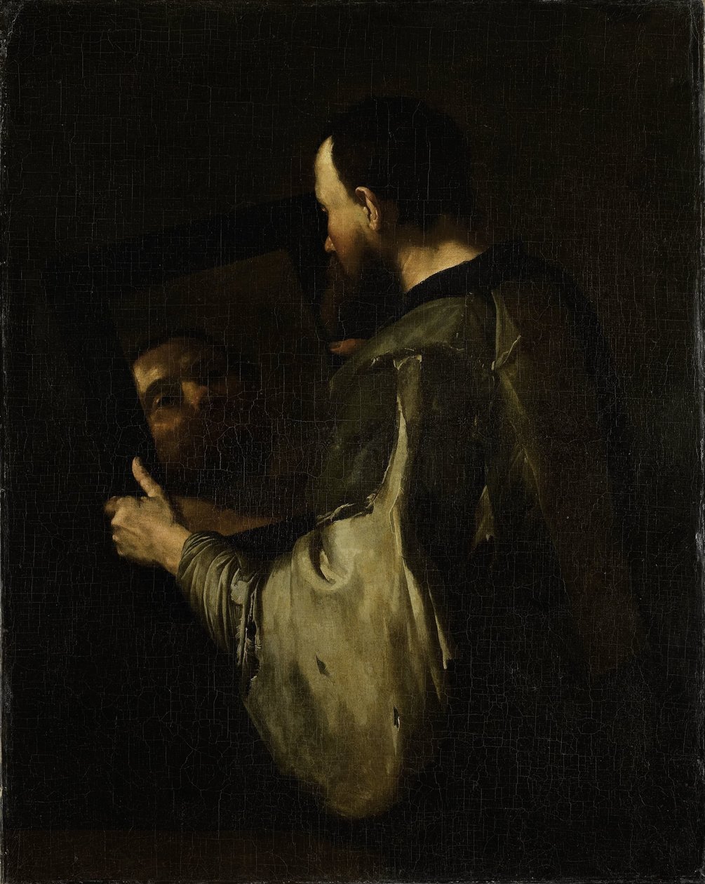 Filosofi peilin kanssa tekijältä Jusepe de Ribera (copy after)