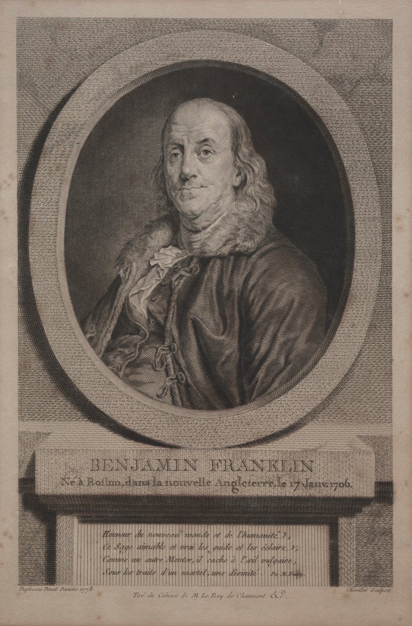 Benjamin Franklin, 1779. tekijältä Justus Chevillet