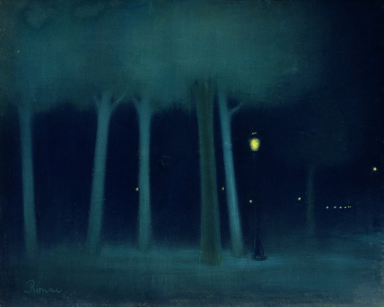 Puisto yöllä, n. 1892-1895 (pastelli kankaalle) tekijältä József Rippl Rónai