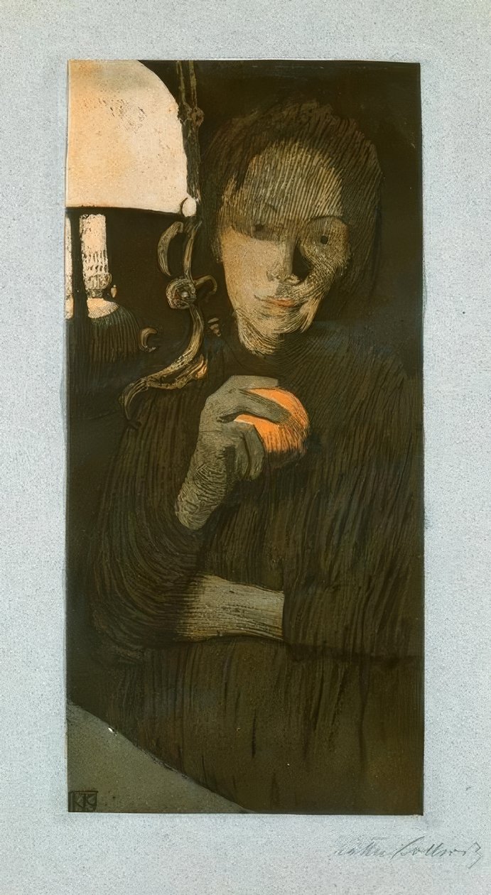 Nainen oranssilla tekijältä Käthe Kollwitz