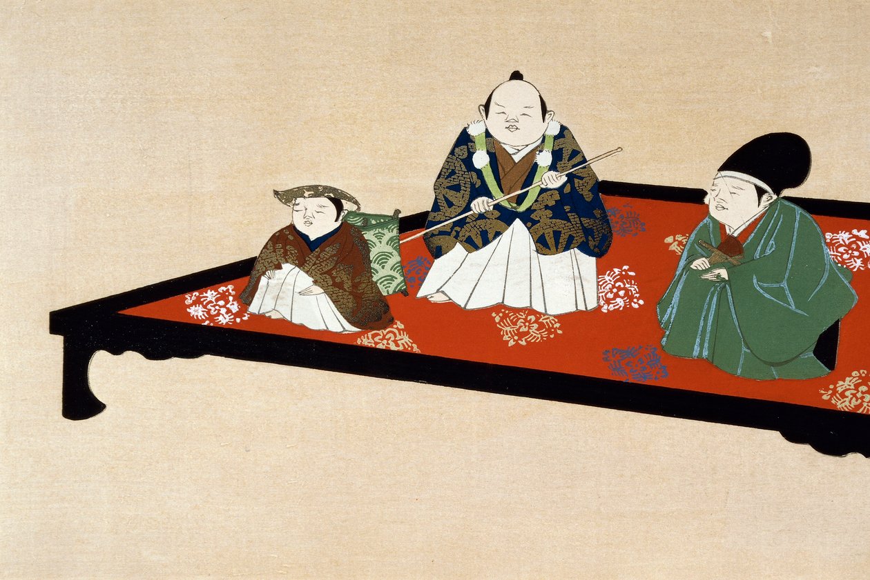 Japanilainen perhe sisätiloissa tekijältä Kamisaka Sekka