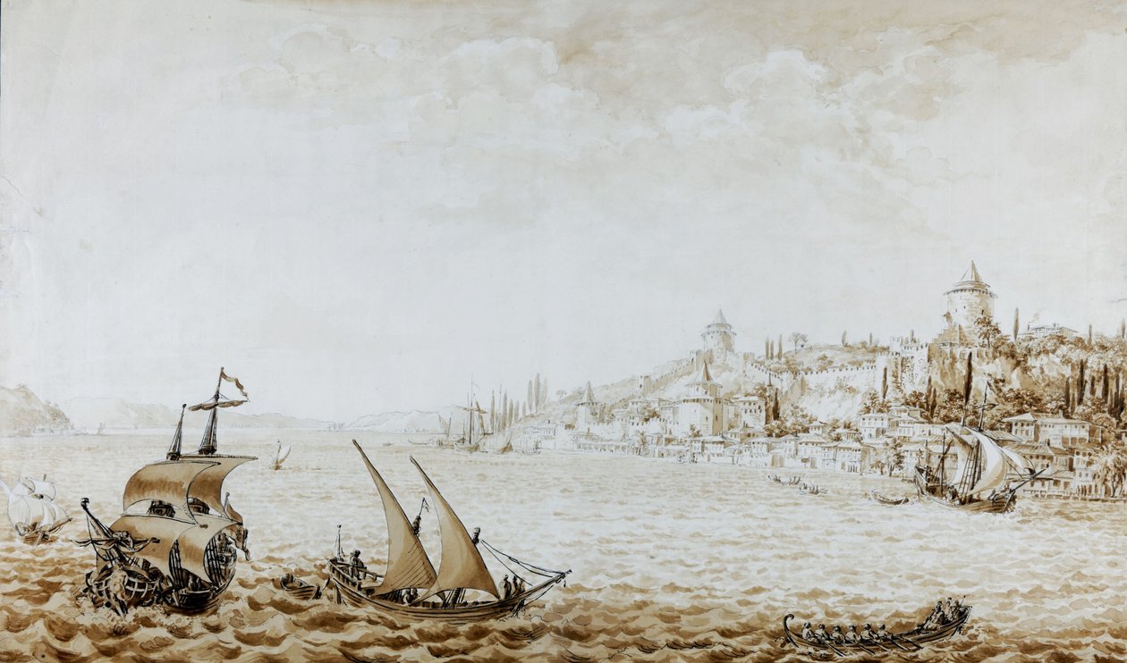 Näkymä Rumeli Hisarille, 1777 tekijältä Kamsetzer