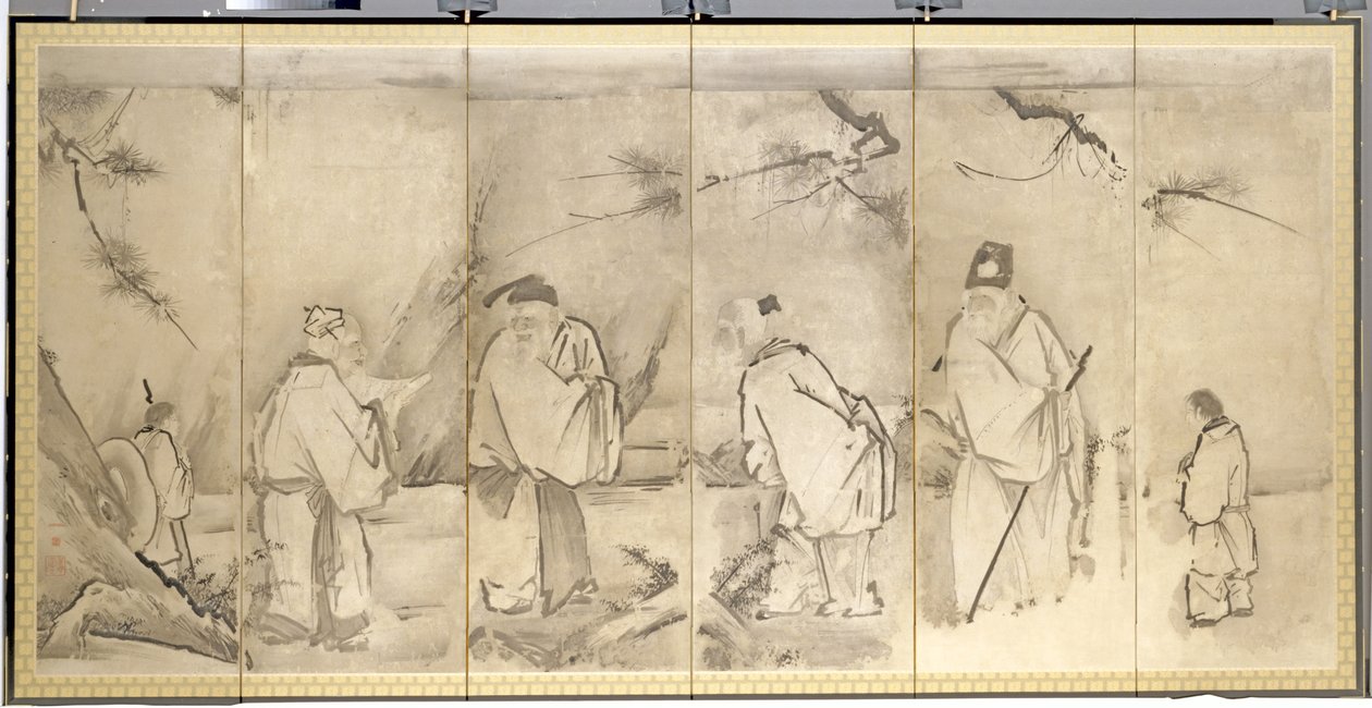 Shang-vuoren neljä vanhinta, 1600-luku. tekijältä Kanō Tan’yū