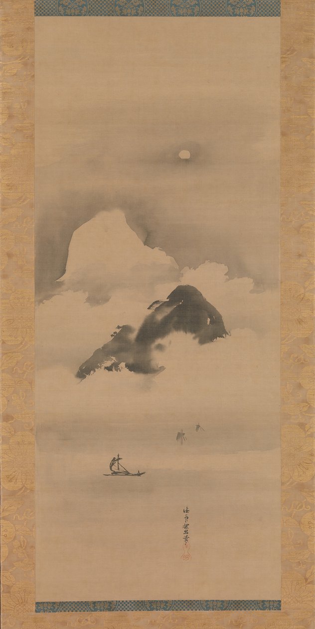 Maisema kuutamossa, vuoden 1662 jälkeen. tekijältä Kanō Tan’yū